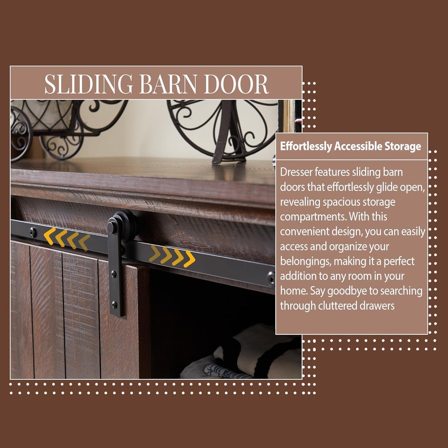 SinCiDo Dresser for Bedroom, 47in Tall Chest of Drawers for Bedroom Fabric Dressers with 6 Drawers and Antique Handles for Living Room