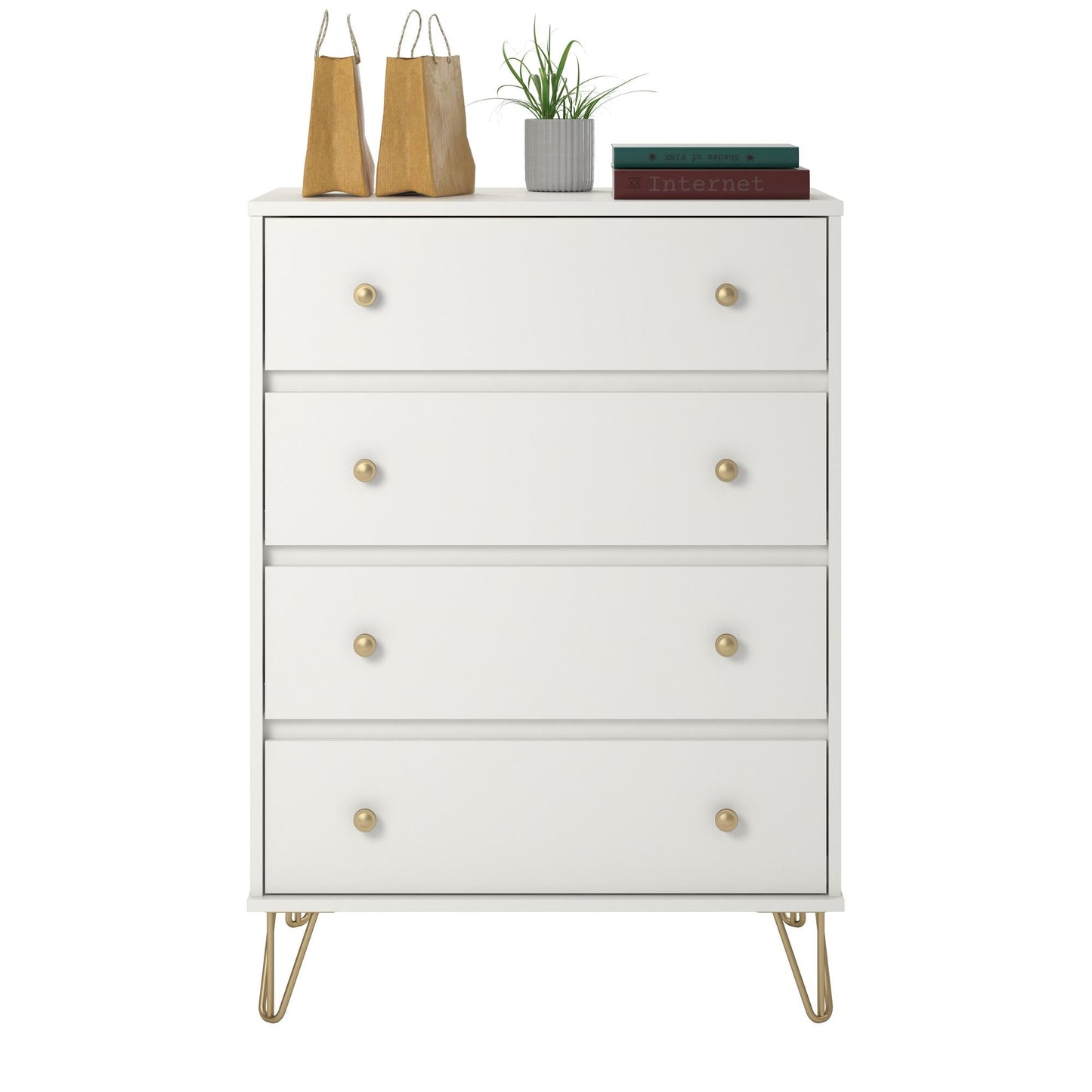 Novogratz Finley 4 Drawer Dresser, White