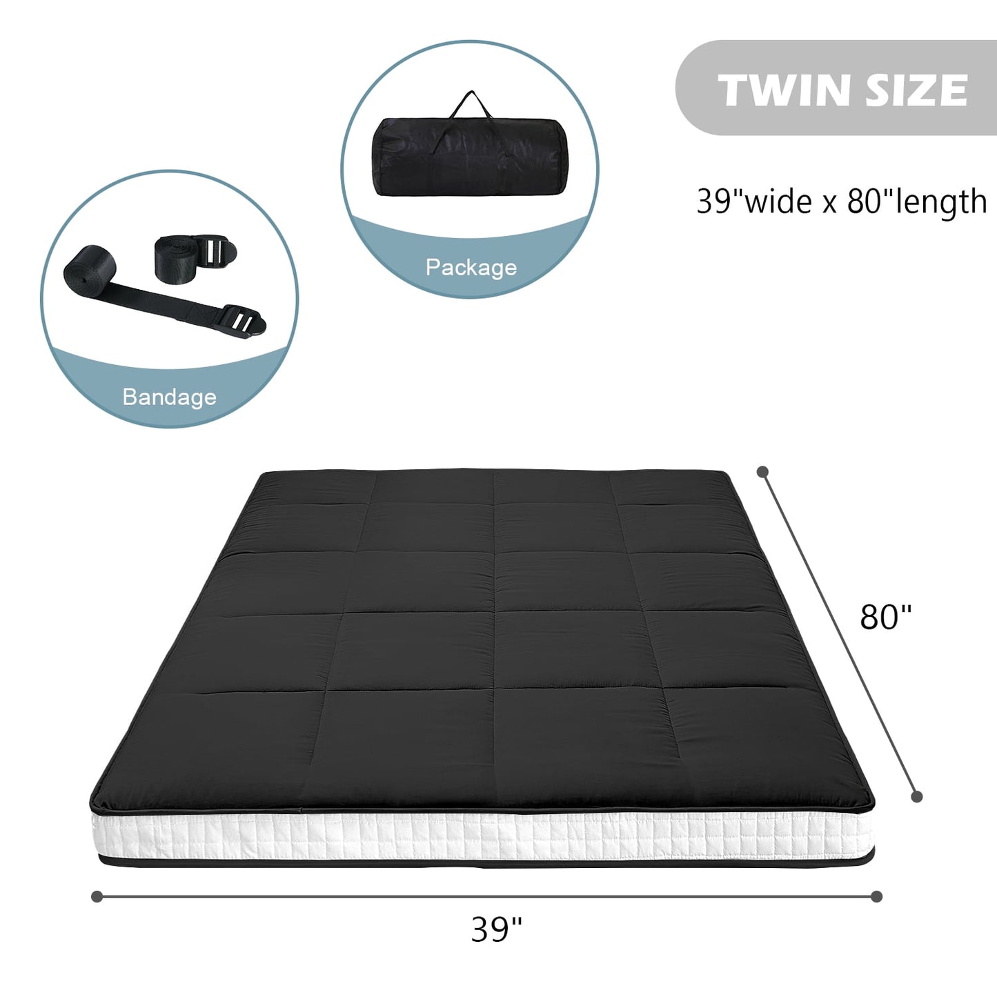 SLSY Futon Mattress, Extra Thick Padded Japanese Floor Mattress Quilted Bed Mattress Topper, Folding Floor Lounger Sleeping Pad Guest Bed