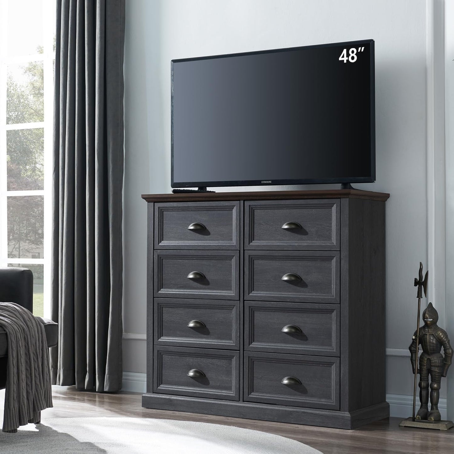 SinCiDo Dresser for Bedroom,8 Drawer Bedroom Dresser, Wood Rustic Tall Dresser Chest of Drawer for Closet, Living Room