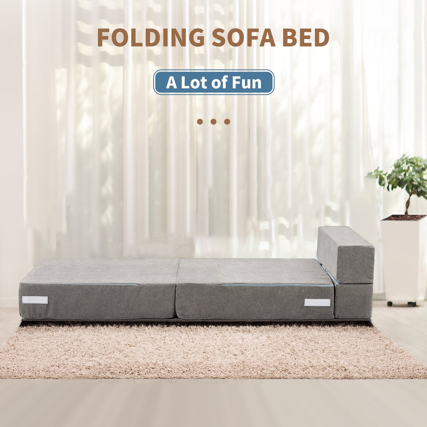 Slsy Folding Sofa Bed, Folding Lazy Sofa Bed, Convertible Sofa Chair & Sleeping Mattress, Foldable Mattress for Living Room/Dorm/Guest Use/Home Office/Apartment