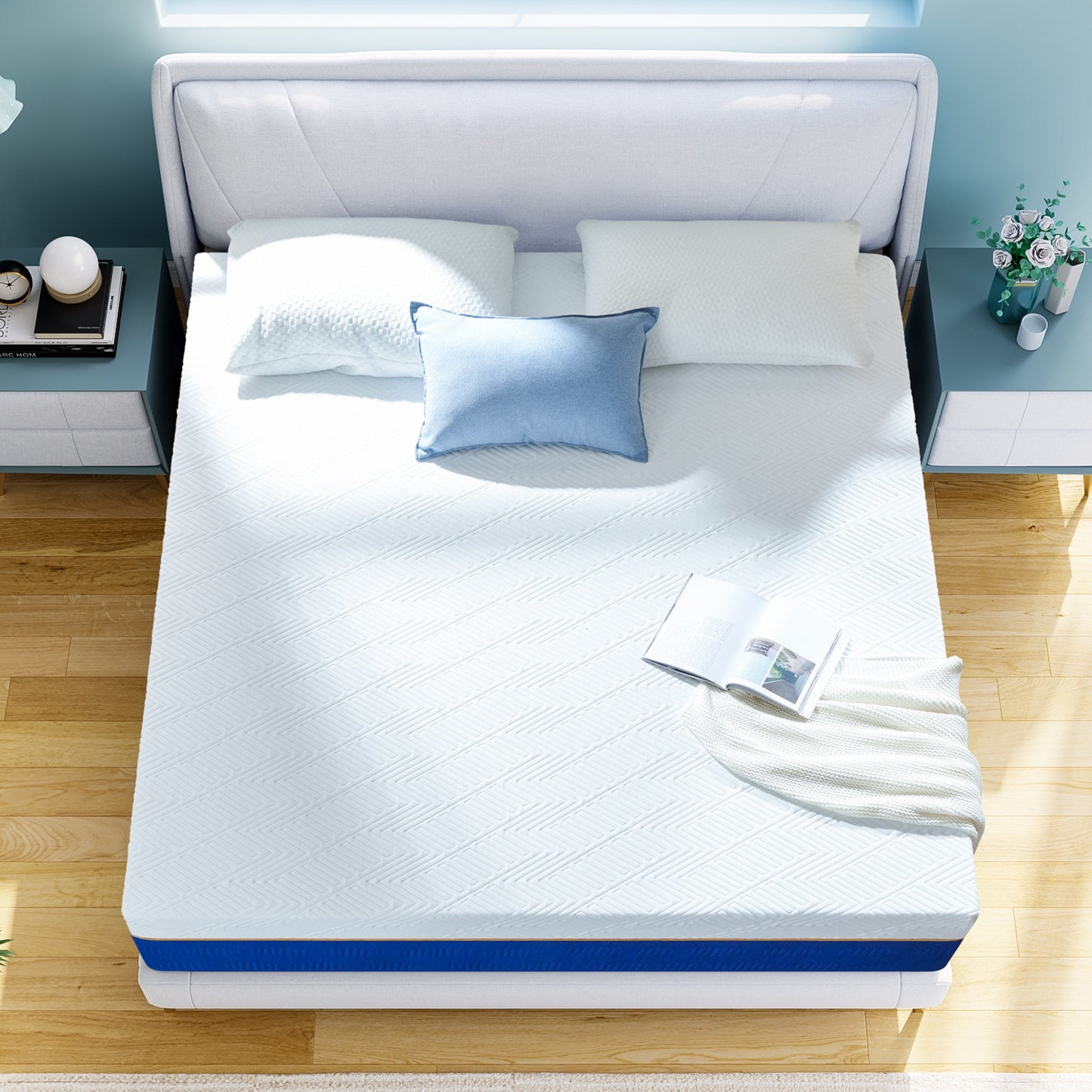 Madinog Queen Size 10 inch Cooling-Gel Memory Foam Mattresses, Medium Firmness, Sleep Comfort In a Box