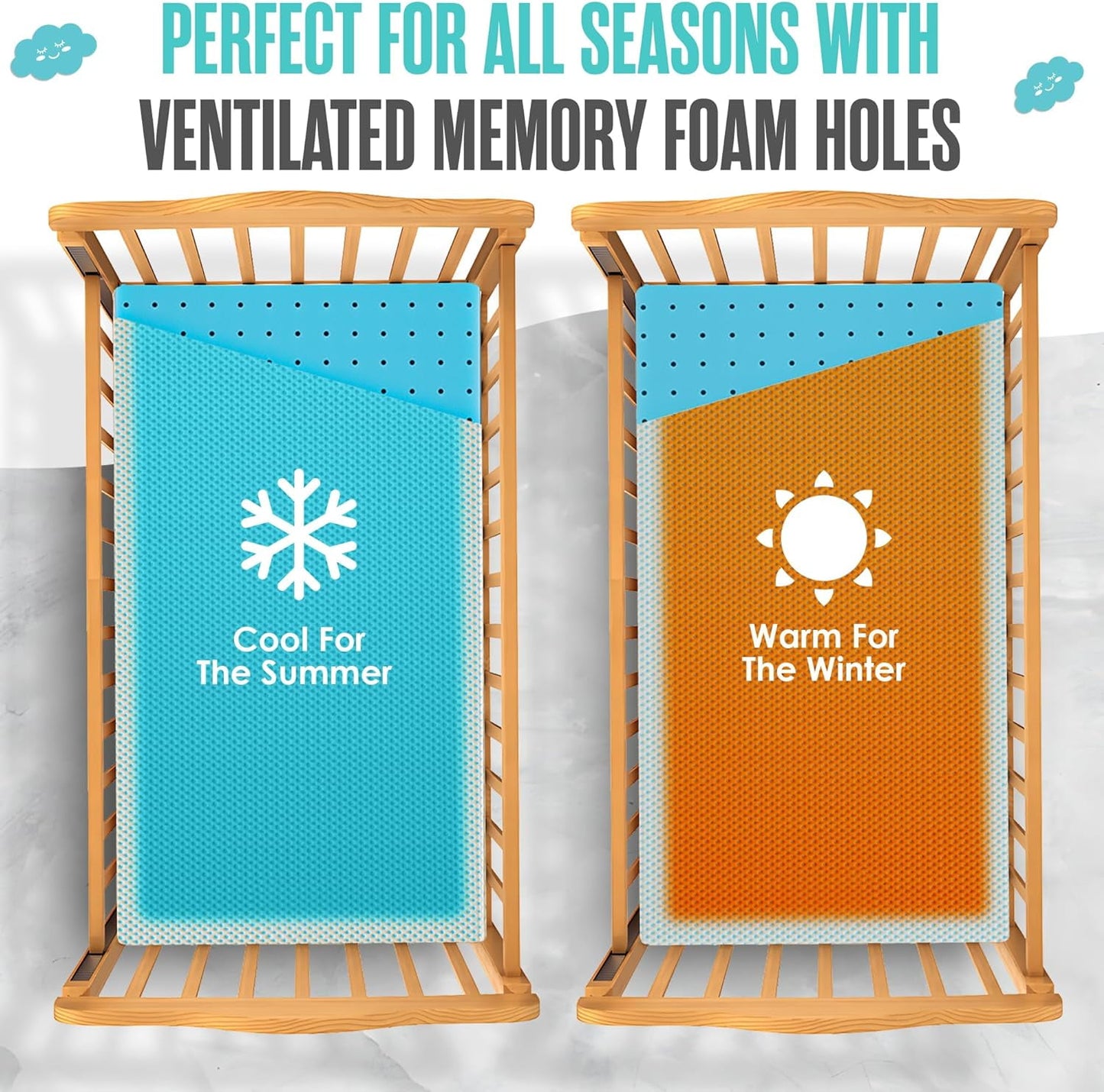 Sleepah Crib Mattress Dual Sided Cooling Memory Foam for Babies & Toddlers Standard Sized Cribs (Blue)