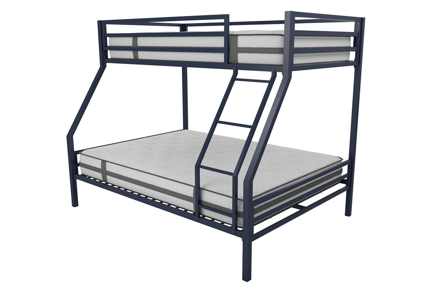 Novogratz Maxwell Twin-Over-Full Metal Bunk Bed with Ladder and Guardrails, Easy Assembly, Navy Blue