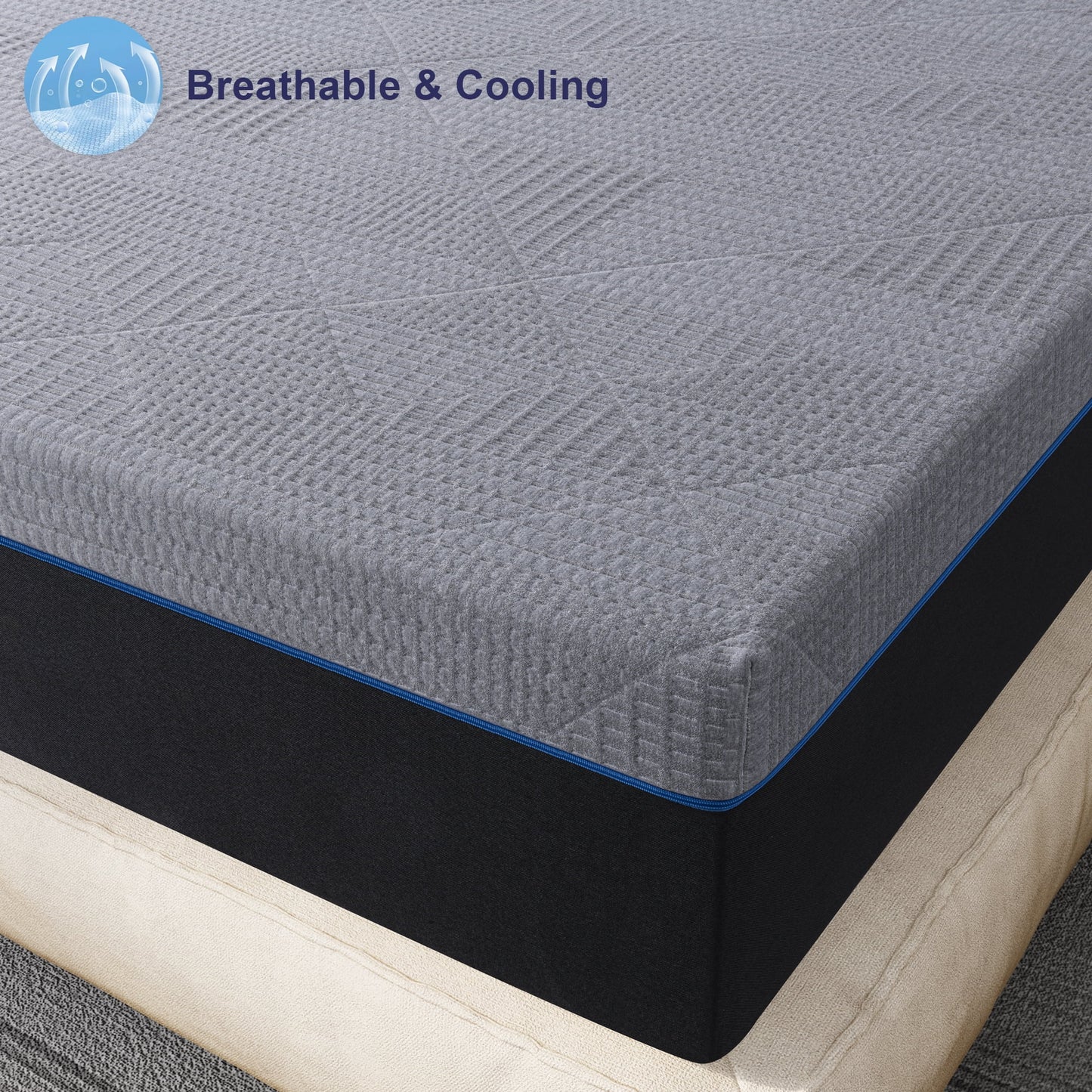 Lecuneey Queen Mattress, 12 inch Gel Memory Foam Mattress,Bed Mattress in a Box, Queen Size Mattress