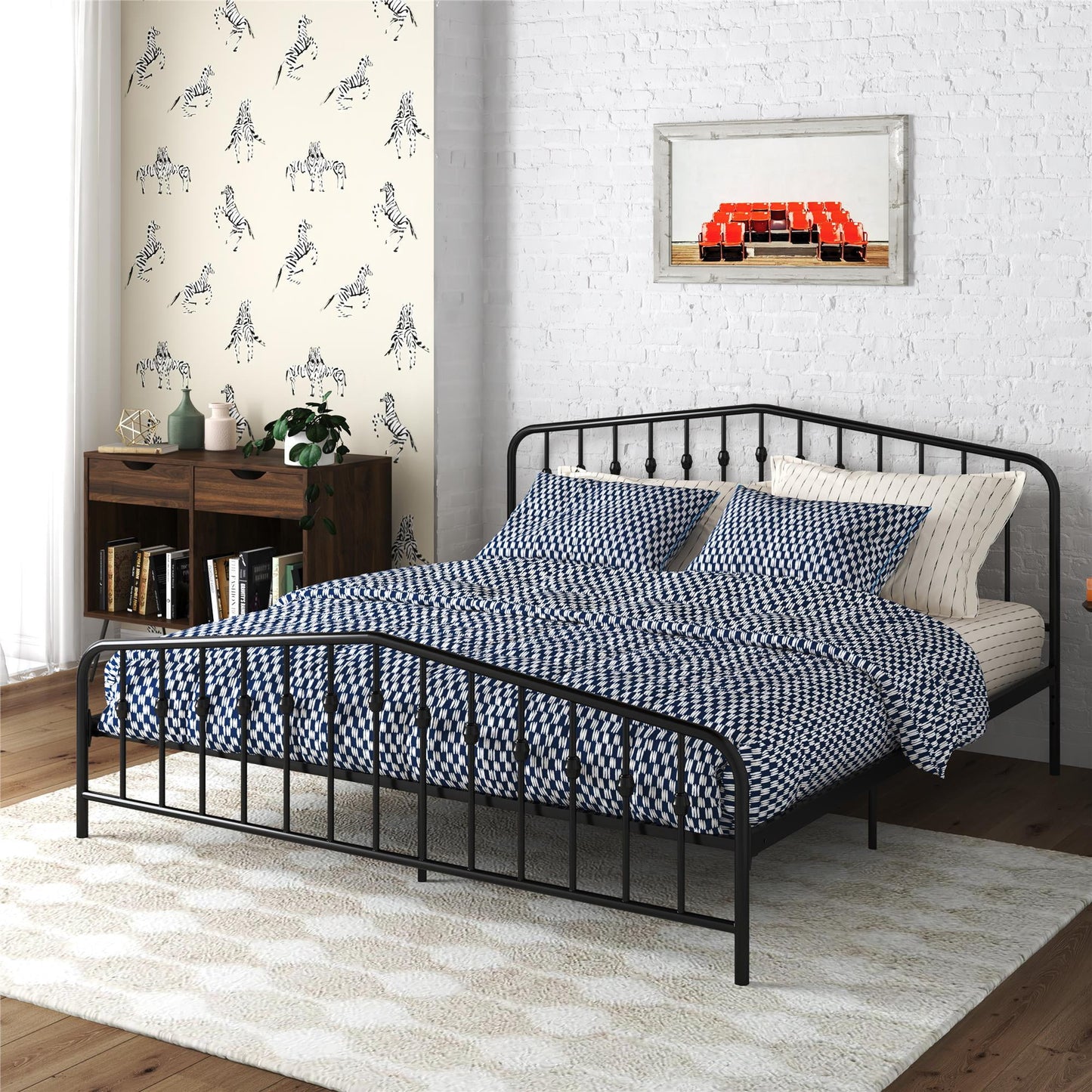 Novogratz Bushwick Metal Bed, King, Black