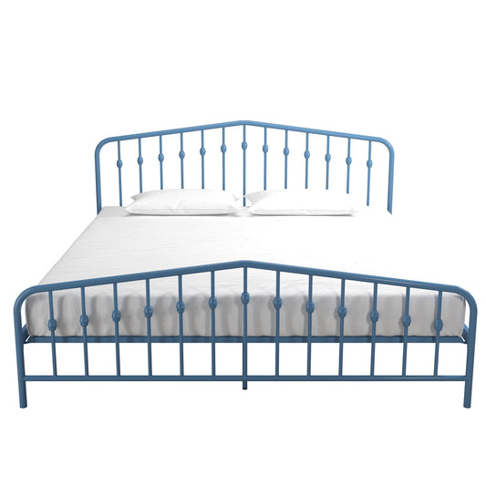 Novogratz Bushwick Metal Bed, King, Blue