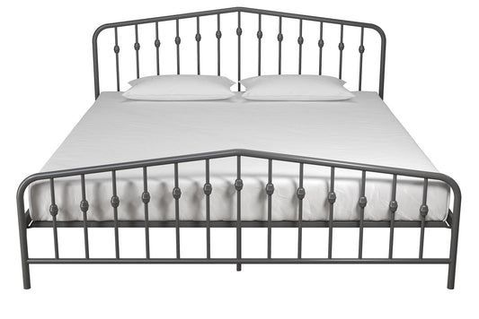 Novogratz Bushwick Metal Bed, King, Gunmetal Gray