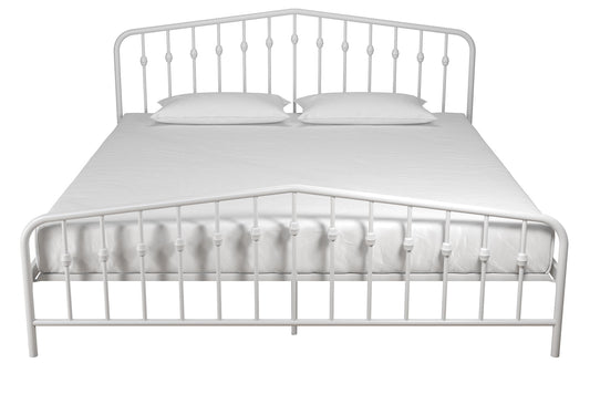 Novogratz Bushwick Metal Bed King, Off White