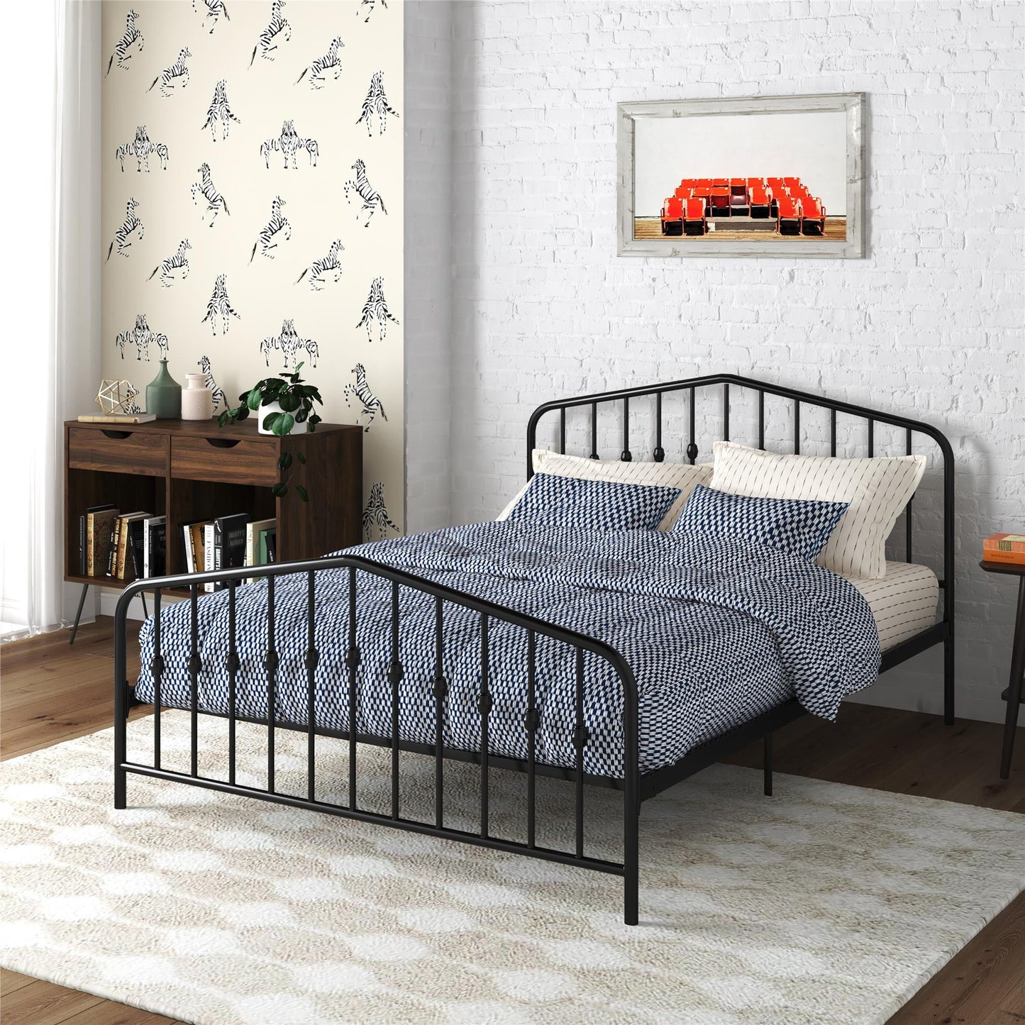Novogratz Bushwick Metal Bed, Queen, Black
