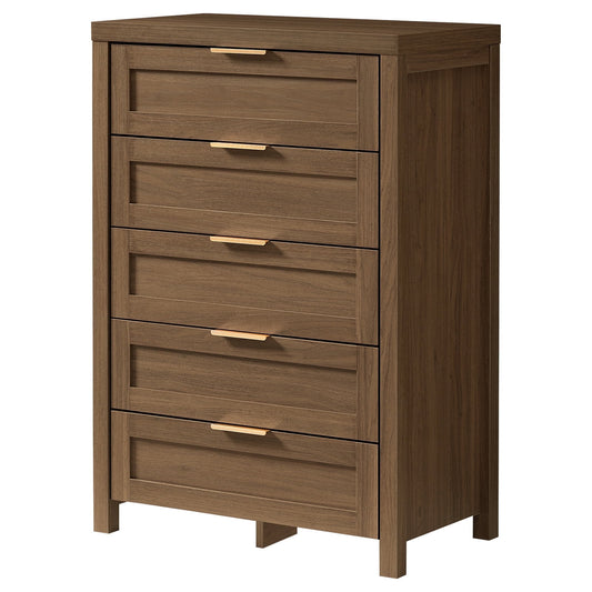 OAKHAM 5 Drawer Dresser, Modern Wooden Chests of Drawers, Tall Dressers for Bedroom, Special Walnut