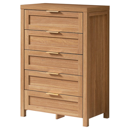 OAKHAM 5 Drawer Dresser, Modern Wooden Chests of Drawers, Tall Dressers for Bedroom, Weathered Oak