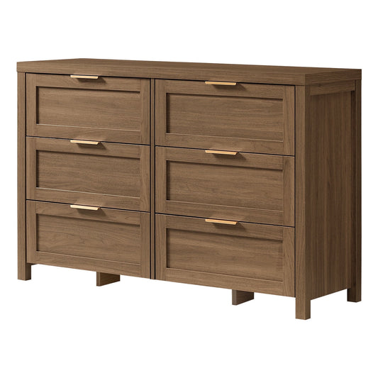 OAKHAM 6 Drawer Dresser, Wooden Chests of Drawers, Modern Large Dressers for Bedroom, Special Walnut