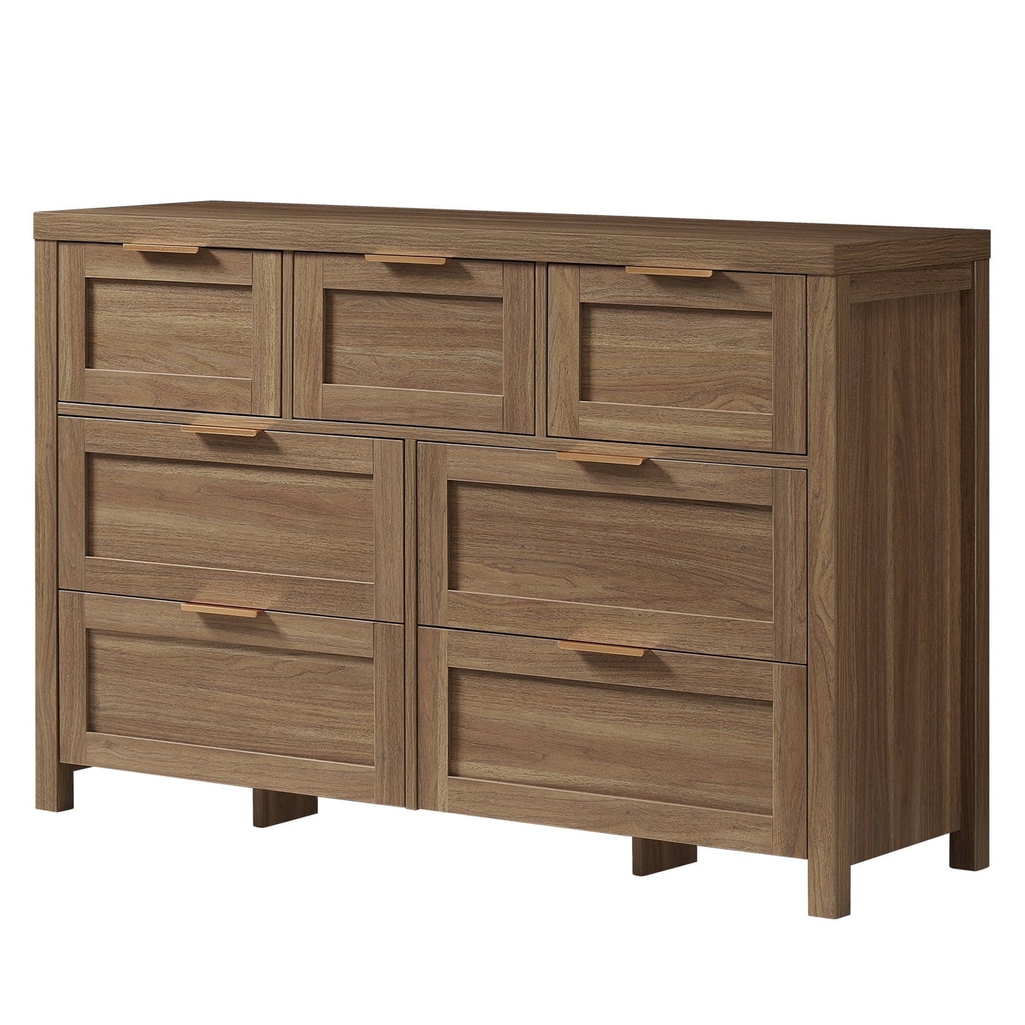 OAKHAM 7 Drawer Dresser, Wooden Chest of Drawers for Bedroom Living Room, Walnut