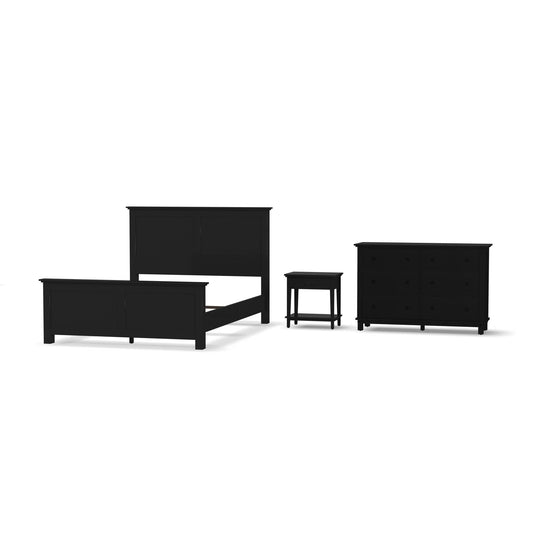 Oak Park Black Queen Bed, Nightstand and Dresser