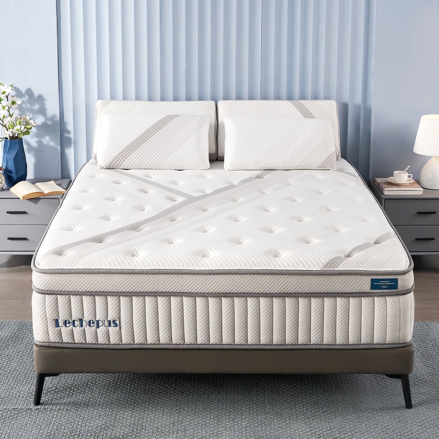 Lechepus 14 Inch Queen Hybrid Memory Foam Mattress with Pocket Springs, Comfortable Sleep and Pain Relief, Boxed
