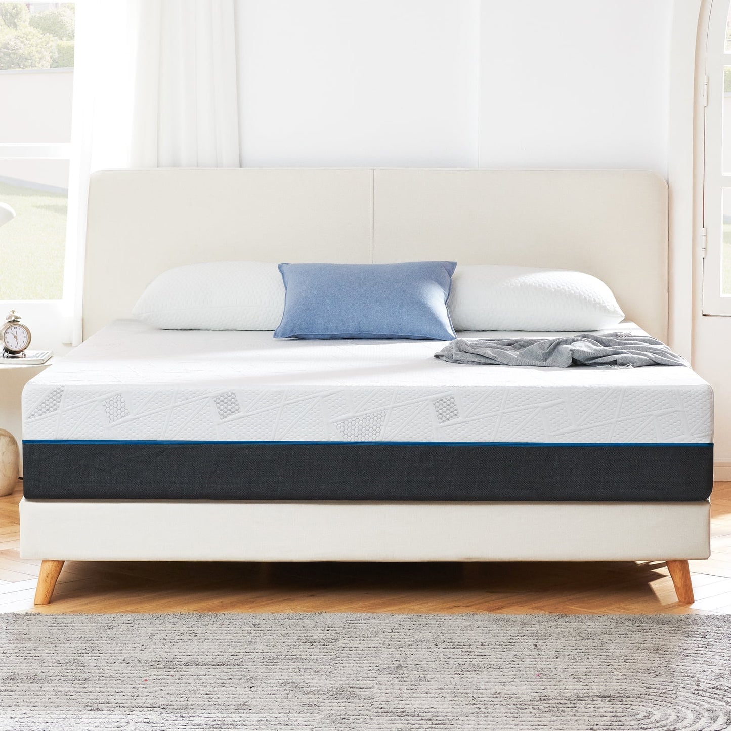 Madinog 14in Queen Size Memory Foam Mattress, High-Quality, Safe, Comfortable, Easy to Clean, Compressed in a Box