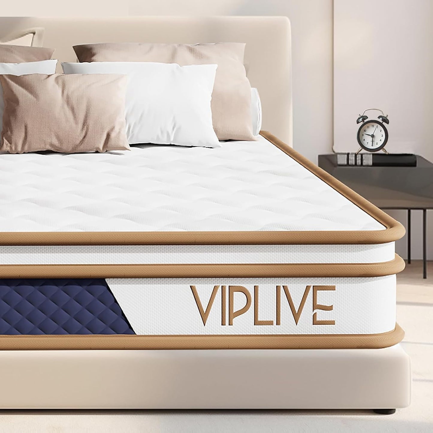 VIPLIVE 10 Inch Queen Mattress - Memory Foam & Hybrid Innerspring, Compressed in Box