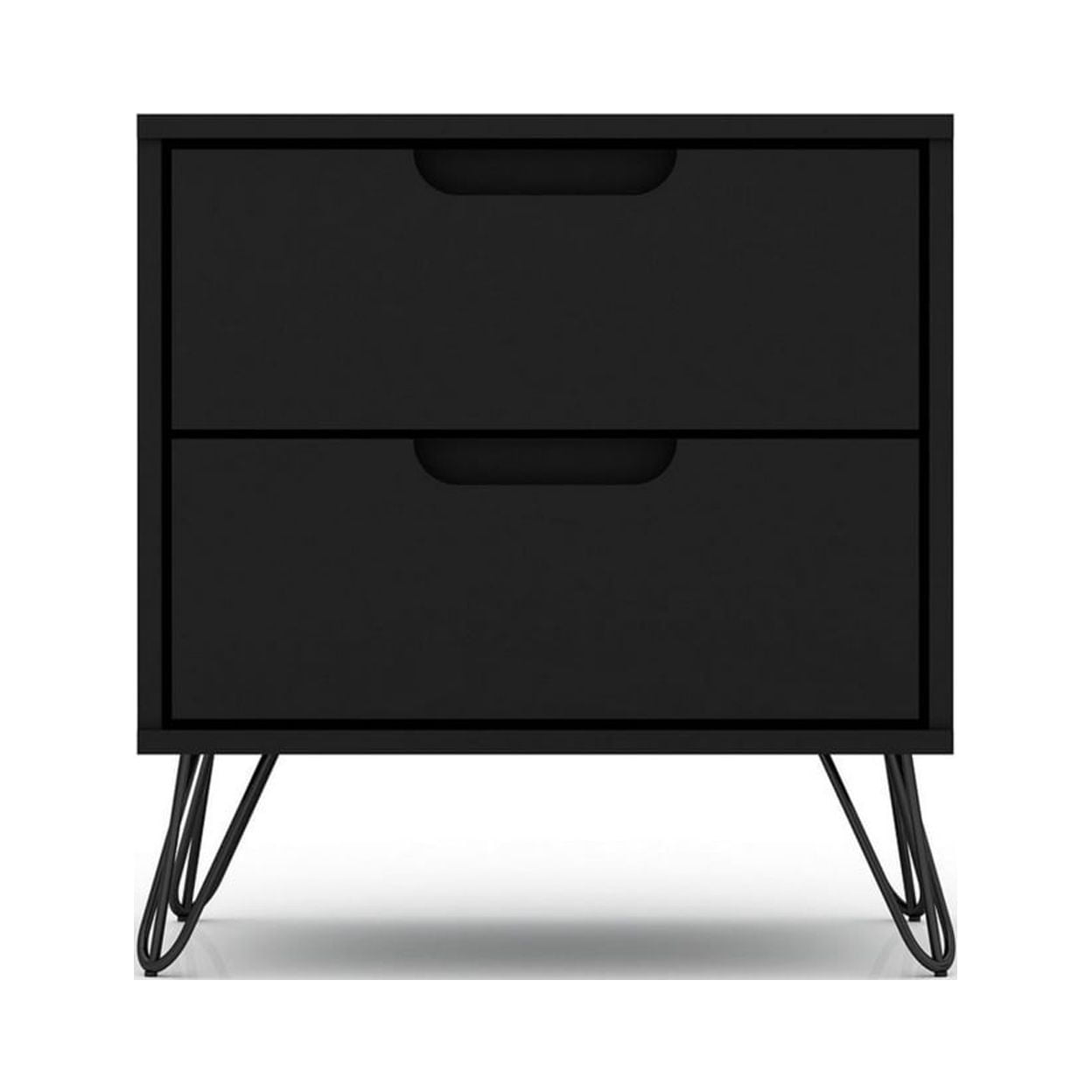 Manhattan Comfort Rockefeller 2-Drawer Engineered Wood Nightstand in Black