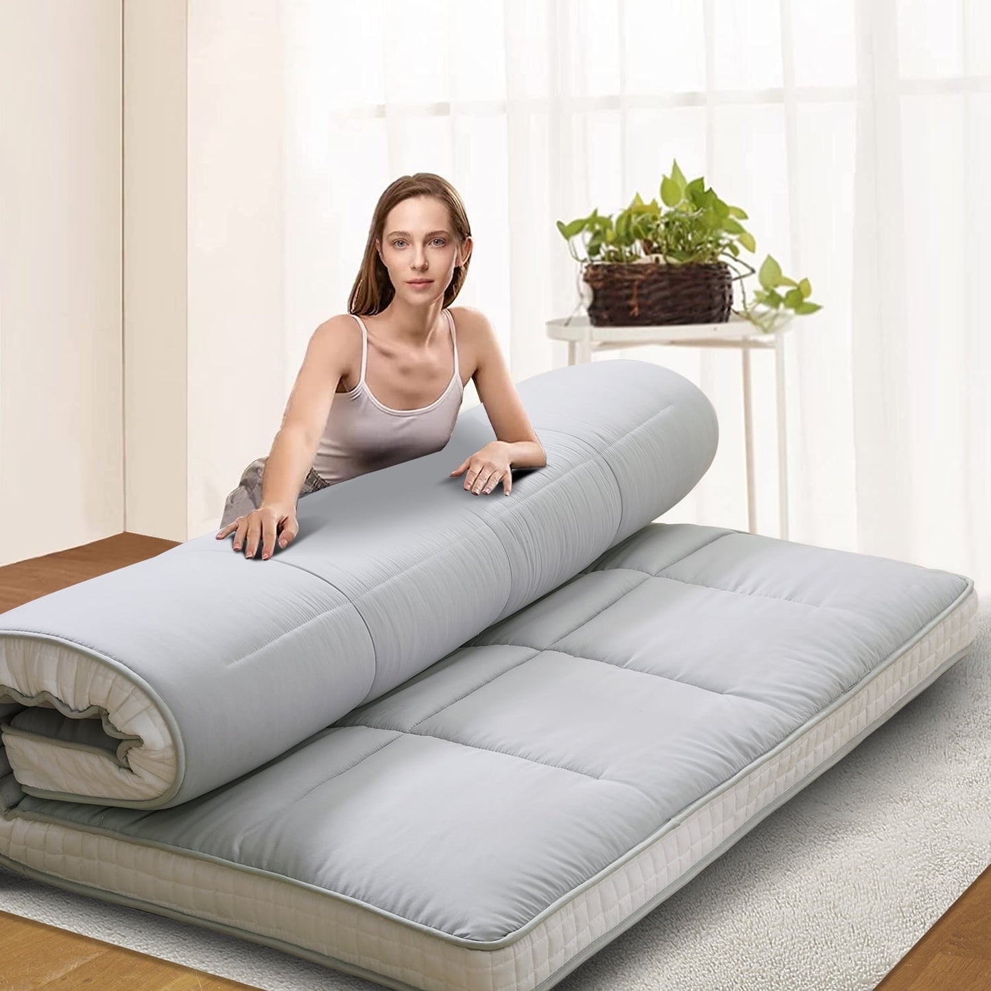 SLSY Futon Mattress, Extra Thick Padded Japanese Floor Mattress Quilted Bed Mattress Topper, Folding Floor Lounger Sleeping Pad Guest Bed