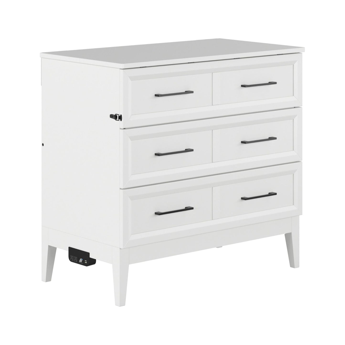 AFI Santa Fe Twin Wood Murphy Bed Chest with Mattress and Built-in Charger, White