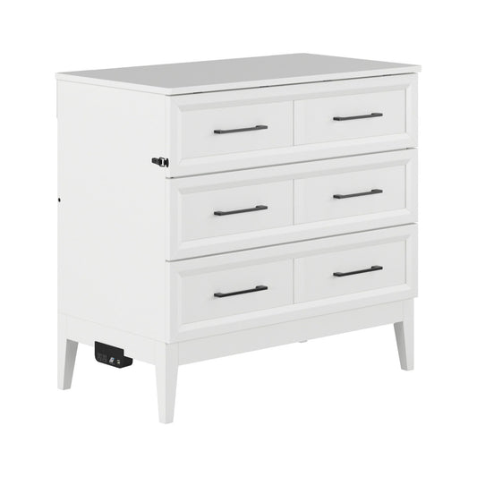 AFI Santa Fe Twin Wood Murphy Bed Chest with Mattress and Built-in Charger, White