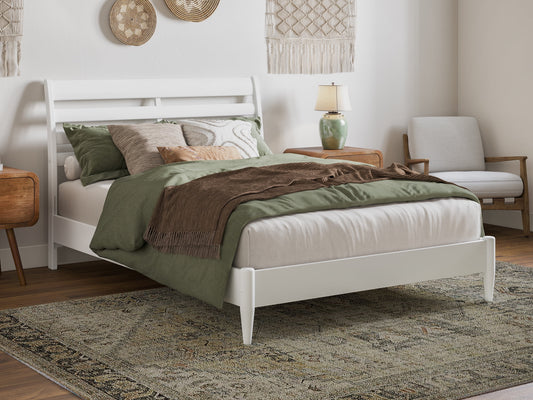 AFI Savannah Full Solid Wood Low Profile Platform Bed, White
