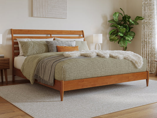 AFI Savannah King Solid Wood Low Profile Platform Bed, Light Toffee