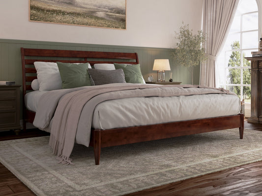 AFI Savannah King Solid Wood Low Profile Platform Bed, Walnut