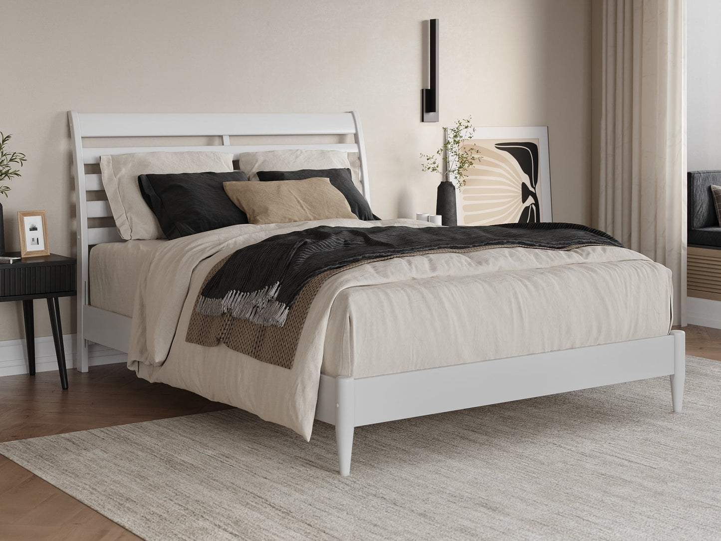 AFI Savannah Queen Solid Wood Low Profile Platform Bed, White