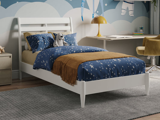 AFI Savannah Twin Solid Wood Low Profile Platform Bed, White