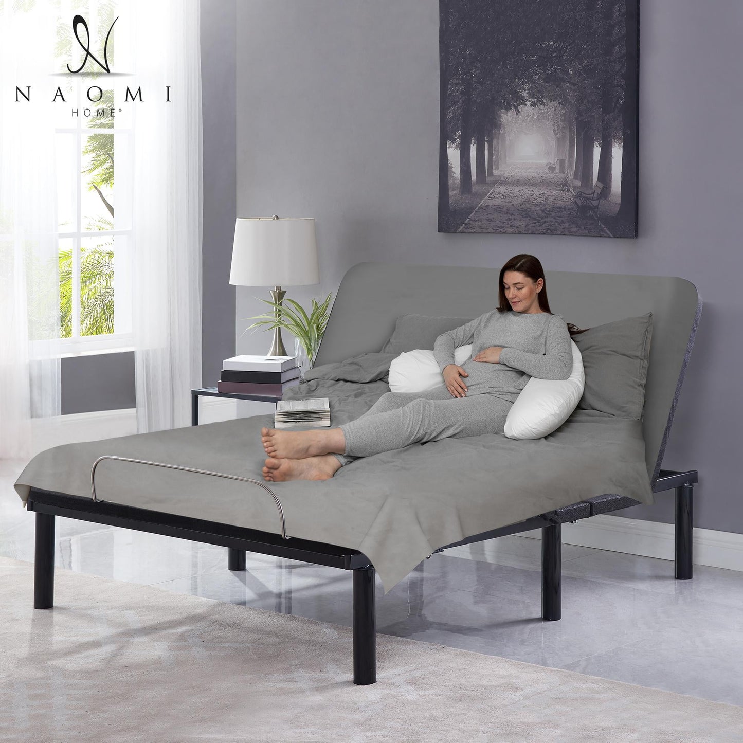 Naomi Home Serenity Electric Motorized Power 15in Adjustable Full Bed Frame, Zero Gravity, Wireless Remote