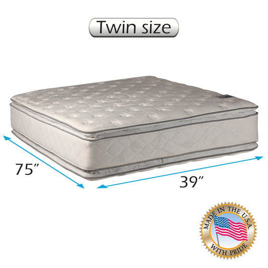 Natural Dream (Twin) Medium Soft PillowTop Mattress Only - Double-Sided Sleep System with Enhanced Cushion Support- Fully Assembled, Back Support, Longlasting by Dream Solutions USA