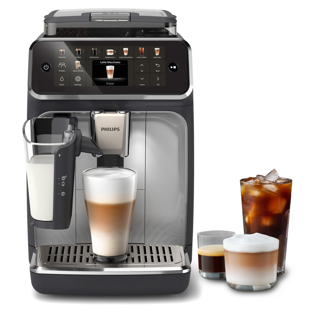 Series 5500 Latte Go Kaffeevollautomat EP5546/70, 20 Heiße und Kalte Kaffeespezialitäten, Leiser mit SilentBrew, QuickStart, Schwarz/Silber