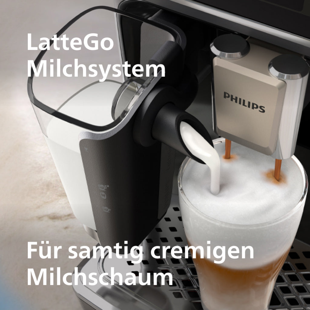 Series 5500 Latte Go Kaffeevollautomat EP5546/70, 20 Heiße und Kalte Kaffeespezialitäten, Leiser mit SilentBrew, QuickStart, Schwarz/Silber