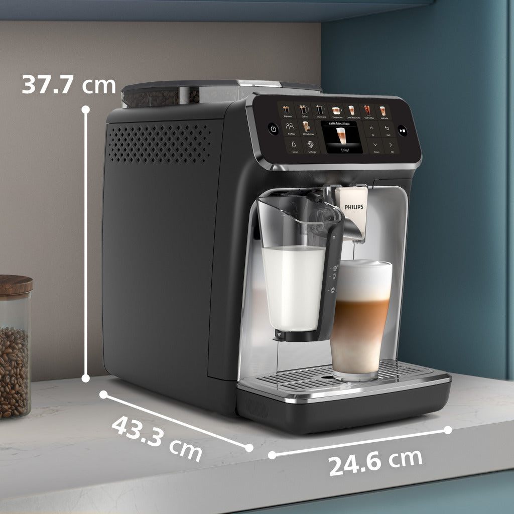Series 5500 Latte Go Kaffeevollautomat EP5546/70, 20 Heiße und Kalte Kaffeespezialitäten, Leiser mit SilentBrew, QuickStart, Schwarz/Silber