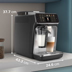 Series 5500 Latte Go Kaffeevollautomat EP5546/70, 20 Heiße und Kalte Kaffeespezialitäten, Leiser mit SilentBrew, QuickStart, Schwarz/Silber