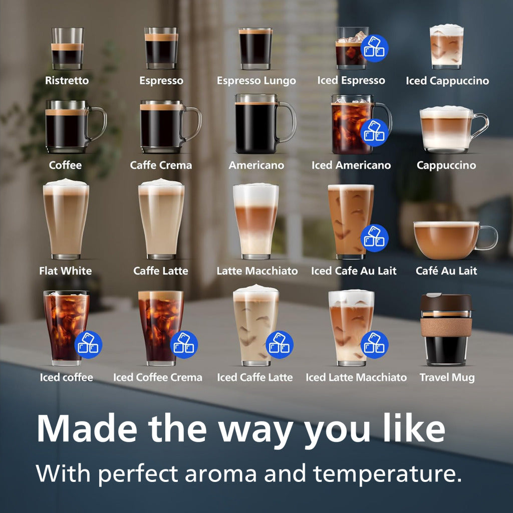 Series 5500 Latte Go Kaffeevollautomat EP5546/70, 20 Heiße und Kalte Kaffeespezialitäten, Leiser mit SilentBrew, QuickStart, Schwarz/Silber