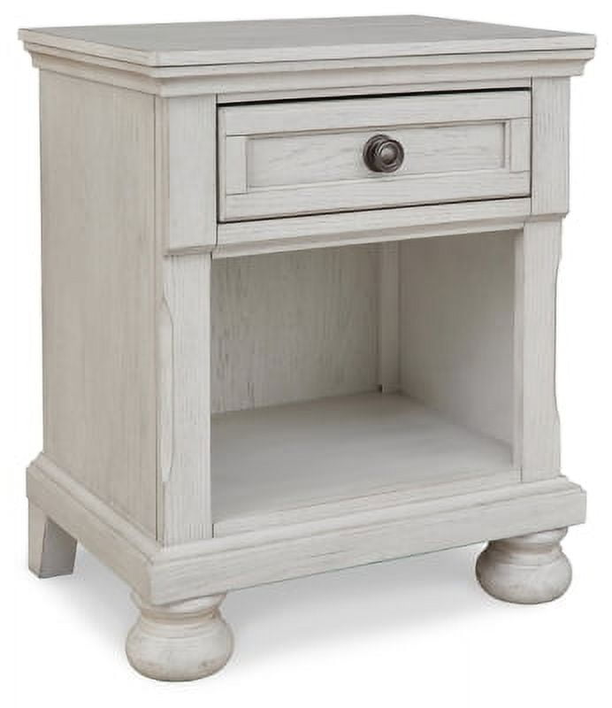 Ashley Signature Design Robbinsdale Nightstand, 1 Drawer, Antique White for Bedroom