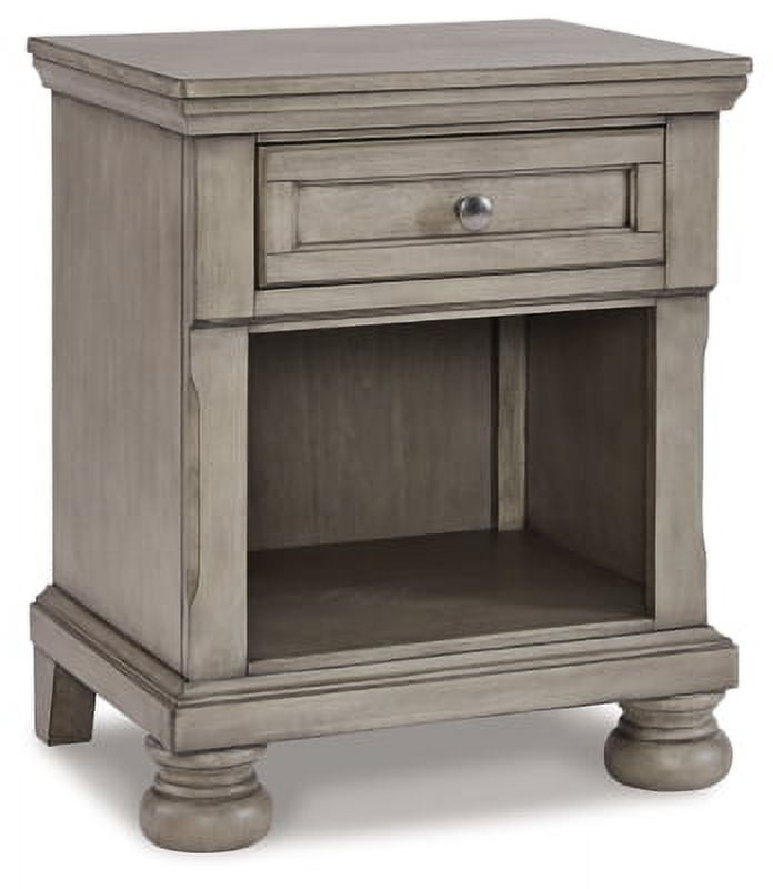 Ashley Furniture Lettner 1-Drawer Nightstand, Light Gray, Modern Traditional Design