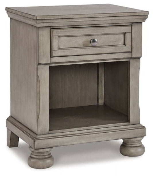 Ashley Furniture Lettner 1-Drawer Nightstand, Light Gray, Modern Traditional Design