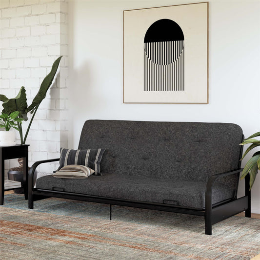 Signature Sleep Trule 6in Innerspring Futon Mattress, Polyester Linen, Full, Dark Gray