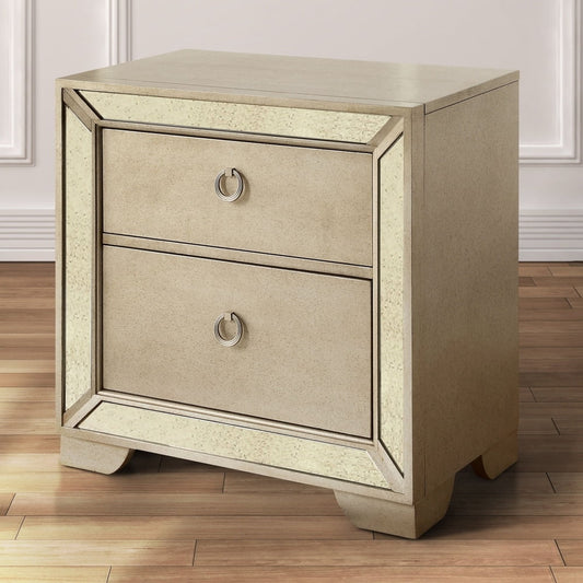 Silver Orchid Rosing Glam Gold Mirrored 2-Drawer Nightstand by