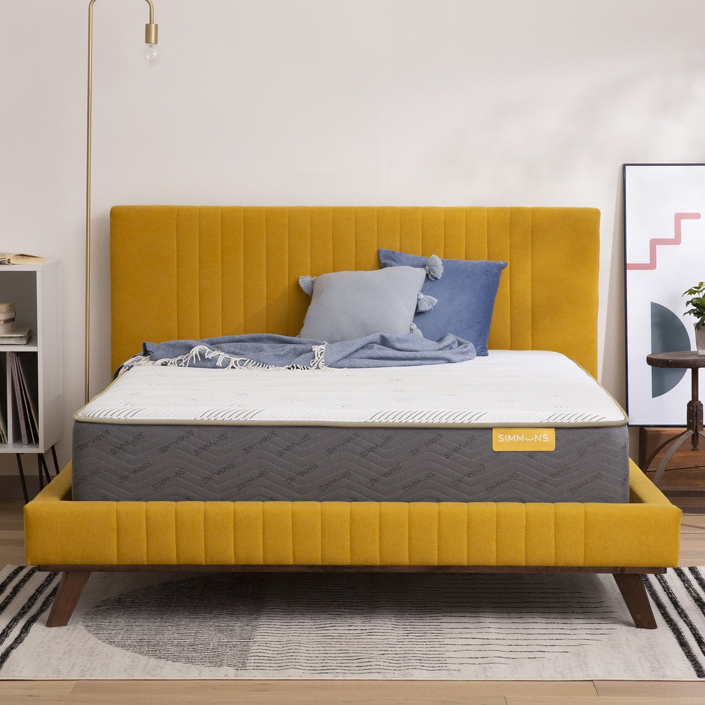 Simmons PeacefulSleep 11in Plush Mattress Low Profile Set -King - Innerspring; Fiberglass-Free