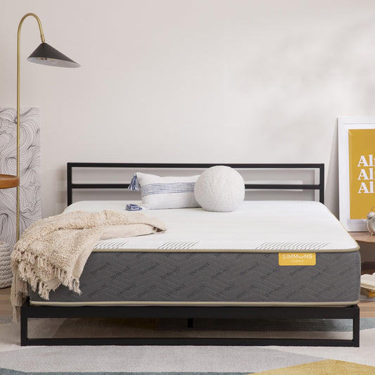 Simmons Peaceful Sleep 12in Hybrid Plush Twin Low Profile Mattress Set