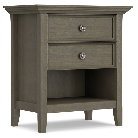 Simpli Home Amherst Bedside Nightstand Table in Farmhouse Gray