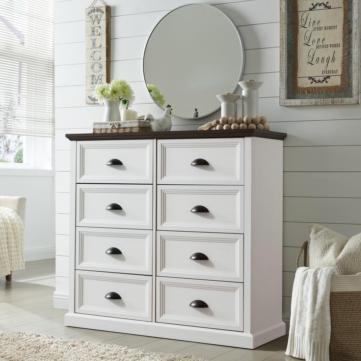 SinCiDo Dresser for Bedroom,8 Drawer Bedroom Dresser, Wood Rustic Tall Dresser Chest of Drawer for Closet, Living Room
