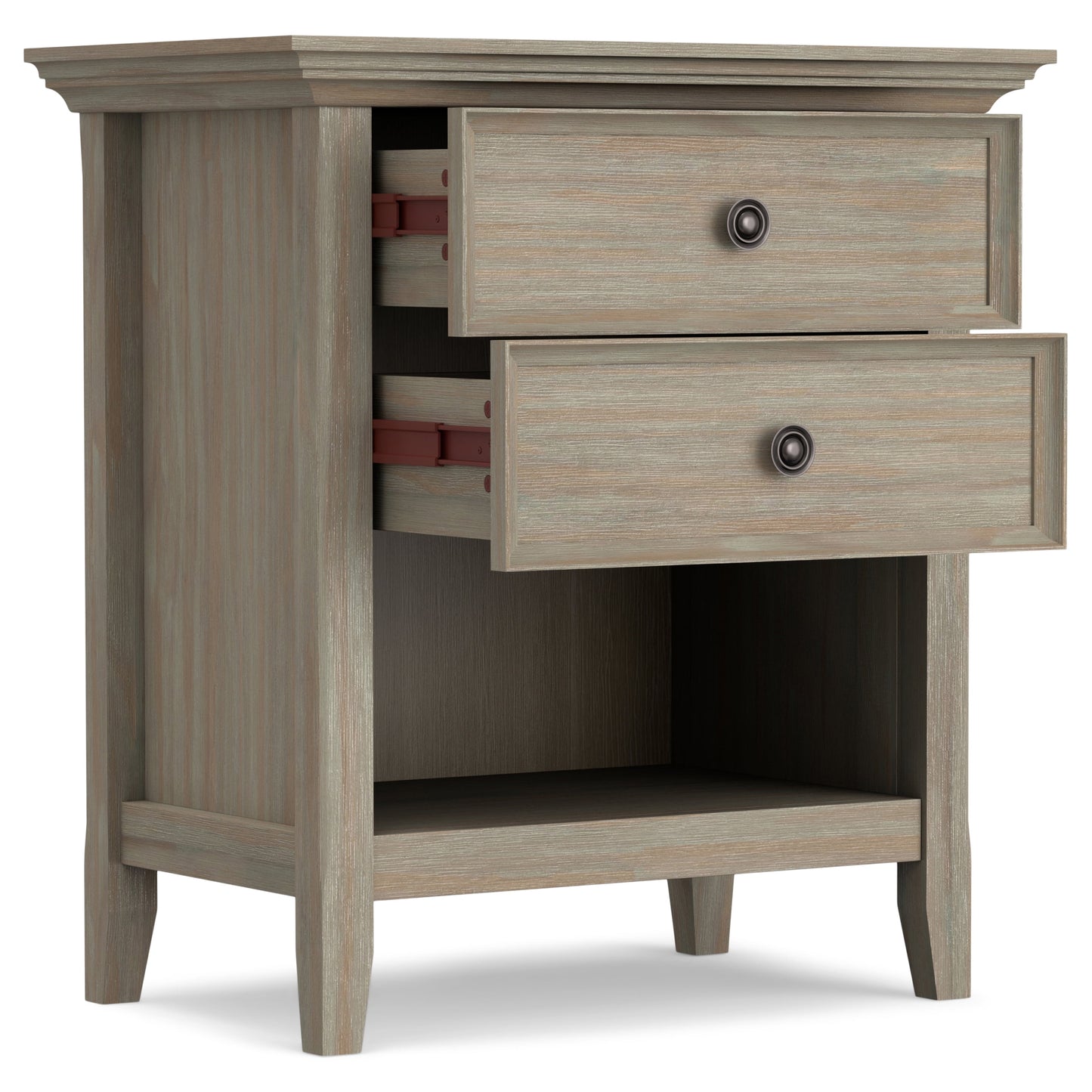 Simpli Home Amherst Wood Bedside Table in Gray