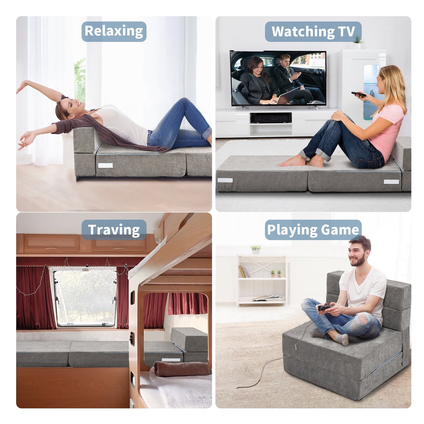 Slsy Folding Sofa Bed, Folding Lazy Sofa Bed, Convertible Sofa Chair & Sleeping Mattress, Foldable Mattress for Living Room/Dorm/Guest Use/Home Office/Apartment