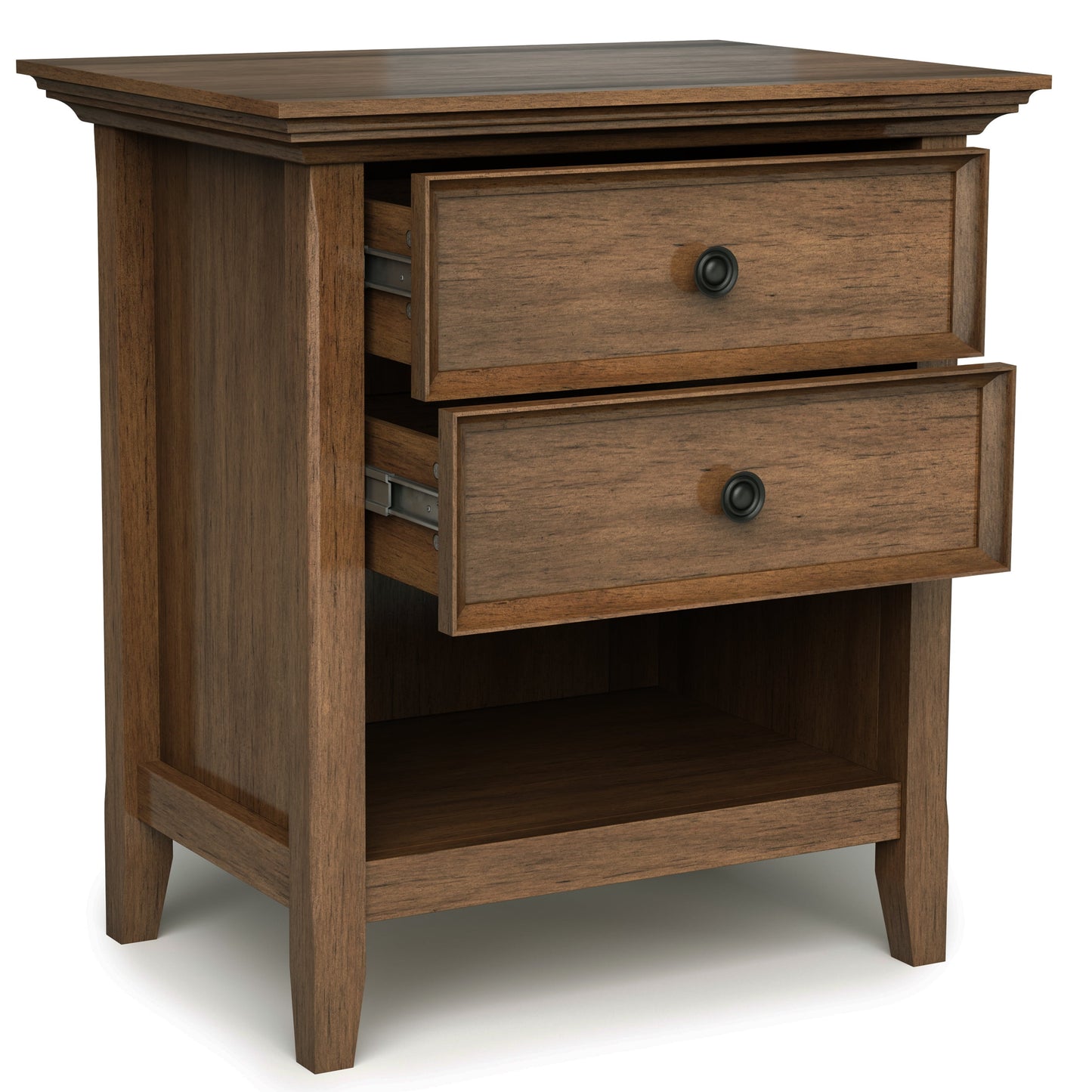Simpli Home Amherst Transitional Solid Wood Nightstand in Natural Aged Brown